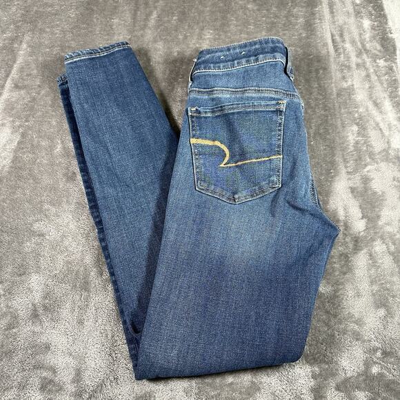 American Eagle Jegging Jeans Womens 4 Blue Denim Super Super‎ Stretch Pants - Picture 8 of 13